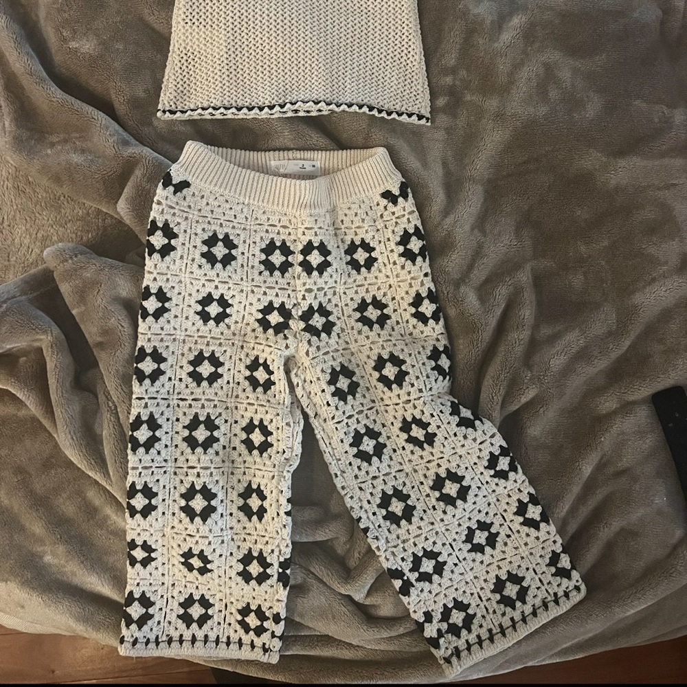 Zara Crochet Knit Top and Pants Set